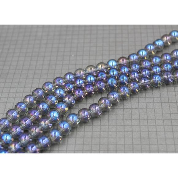 Electroplated Blue Luster Glass Rounds 8mm: Full 16 Inch Strand Jewelry Making - Picture 1 of 3